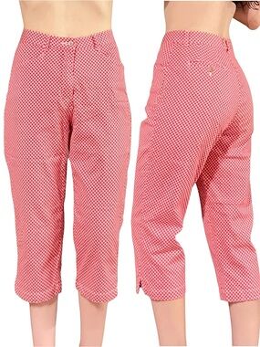 Lee | Vintage Red and White Gingham High Waisted Cropped Mom Capris